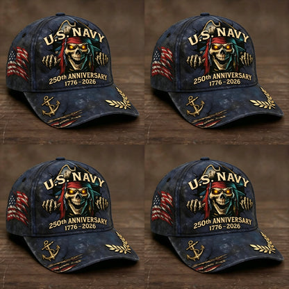 🔥 65K+ SOLD! ⚓ U.S. Navy 250th Anniversary Skull Cap – Bold Edition 🇺🇸