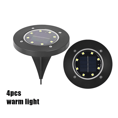 🌙 Solar Ground Lights – 8 LED Outdoor Disk Lights