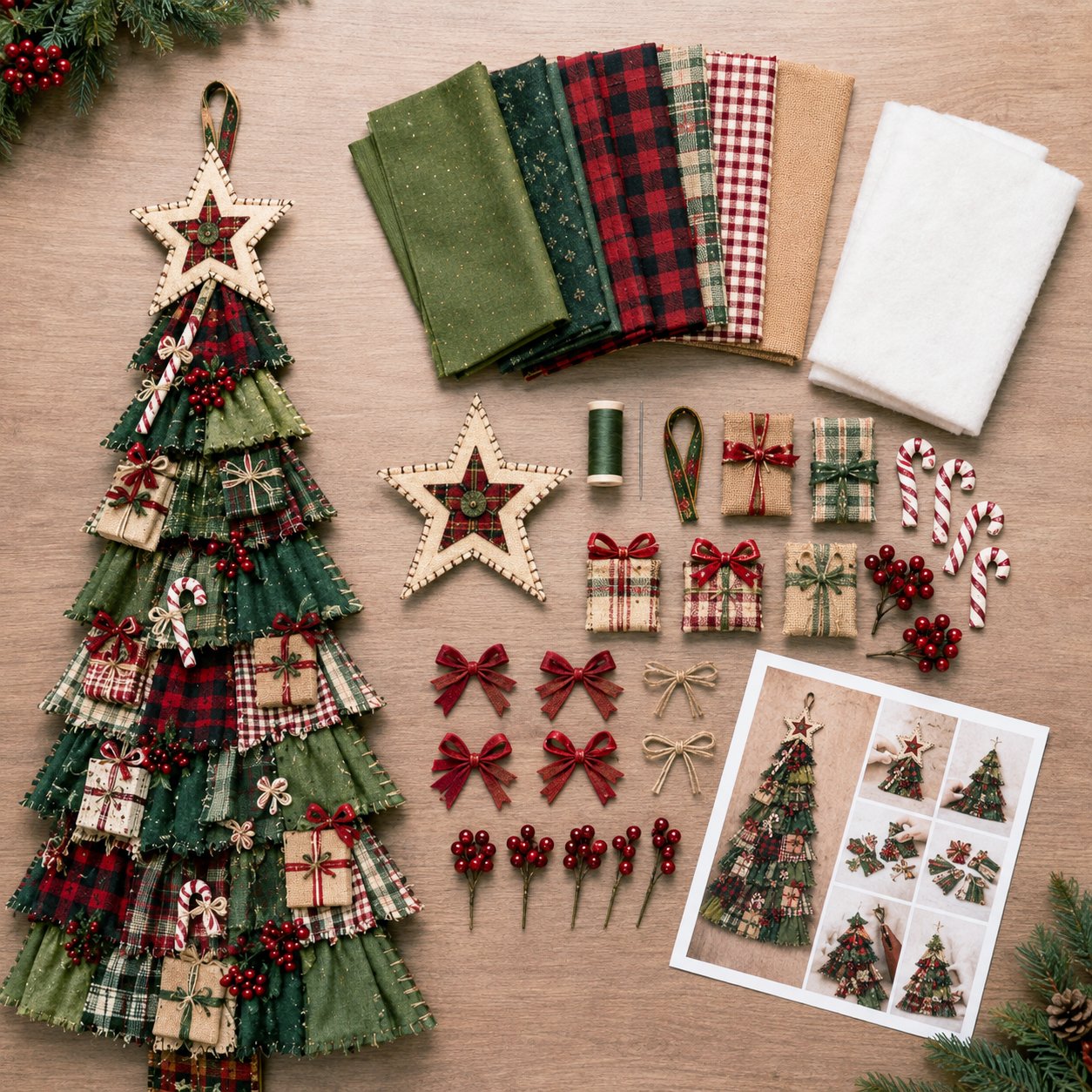 Patchwork tree kit materials and included tools