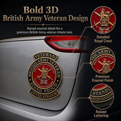 👑 British Army Veteran “Stand Proud” Tribute Metal Car Emblem