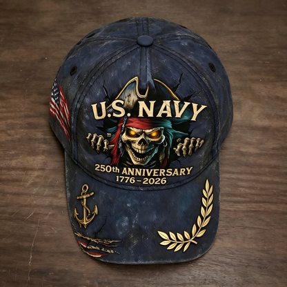 🔥 65K+ SOLD! ⚓ U.S. Navy 250th Anniversary Skull Cap – Bold Edition 🇺🇸