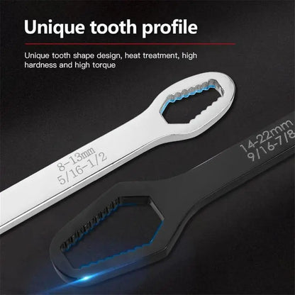 Universal Car  Wrench,8-22mm Self-tightening Wrench,Double-head Torx Spanner,Non-Slip Multi-function Wrench for Most Nuts & Bolts Repair,Professional Car Assembly & Disassembly Tool.