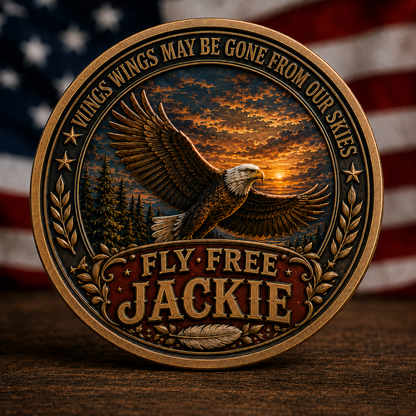 🦅 Jackie Bald Eagle 3D Relief Memorial Medallion | Detailed Color Artwork Tribute 2012–2026