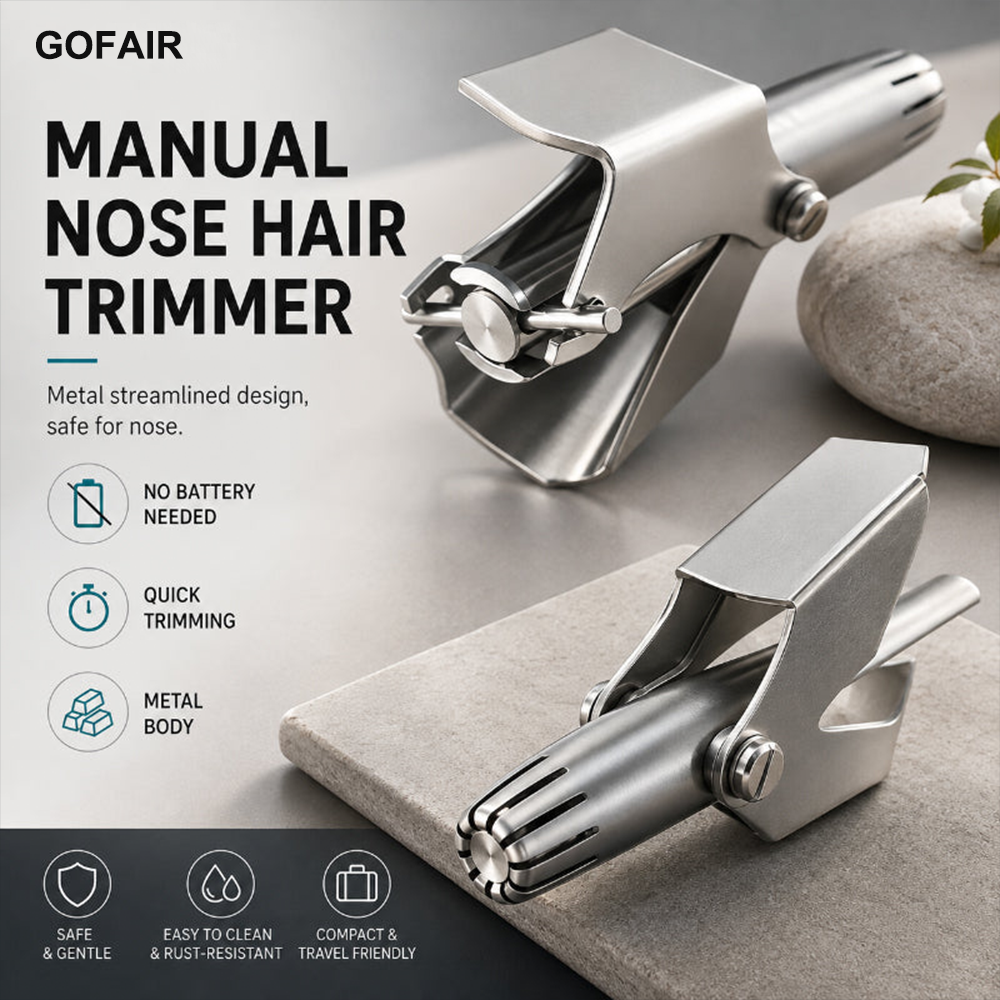GOFAIR™ Manual Nose Hair Trimmer – Stainless Steel 360° Trimmer, Waterproof & No Battery Required