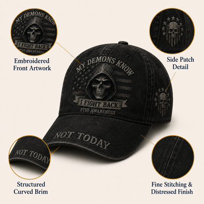 My Demons Know PTSD Awareness Cap 🎁 Free Honor Coin With Every Cap Purchase
