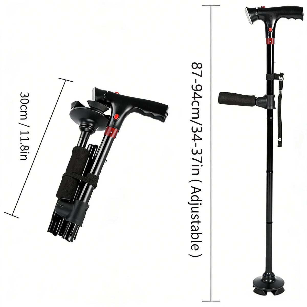 Adjustable smart folding cane with LED light 🦯💡