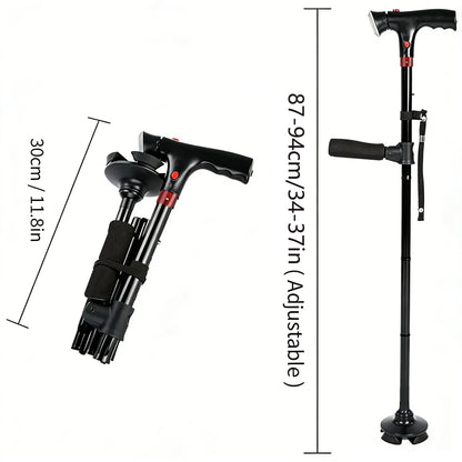Adjustable smart folding cane with LED light 🦯💡