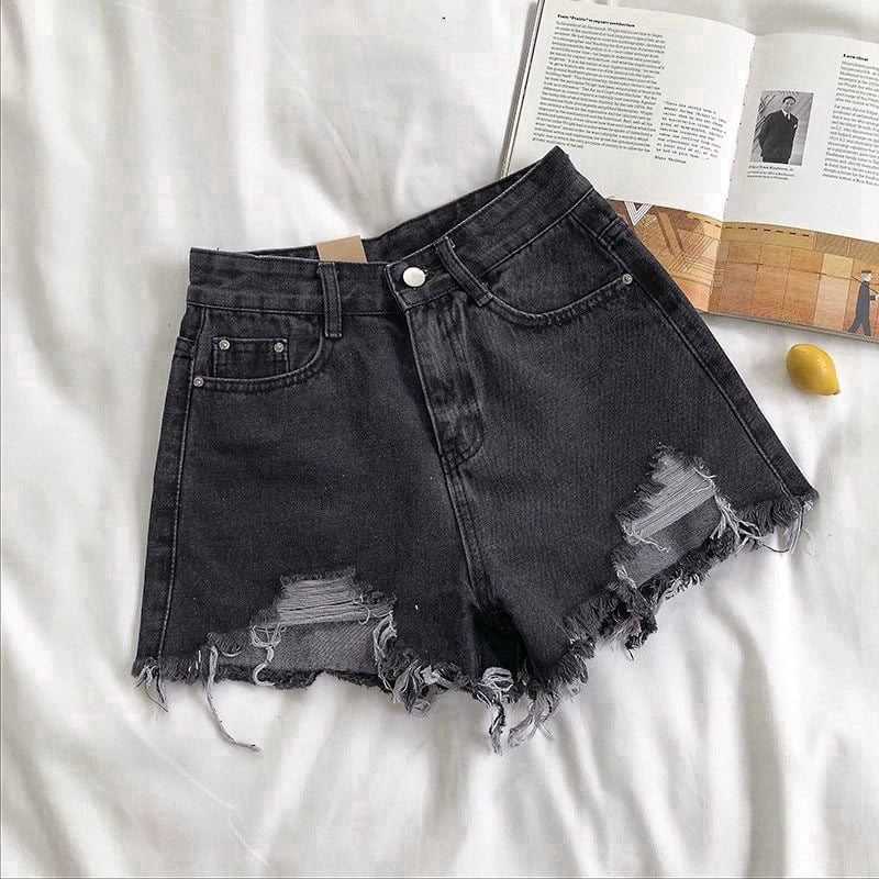 Non-Stretch High Rise Raw Hem Ripped Jean Shorts Rigid Denim G22 Drifter Stretchy Rolled Hem Denim Shorts Mid Rise Summer