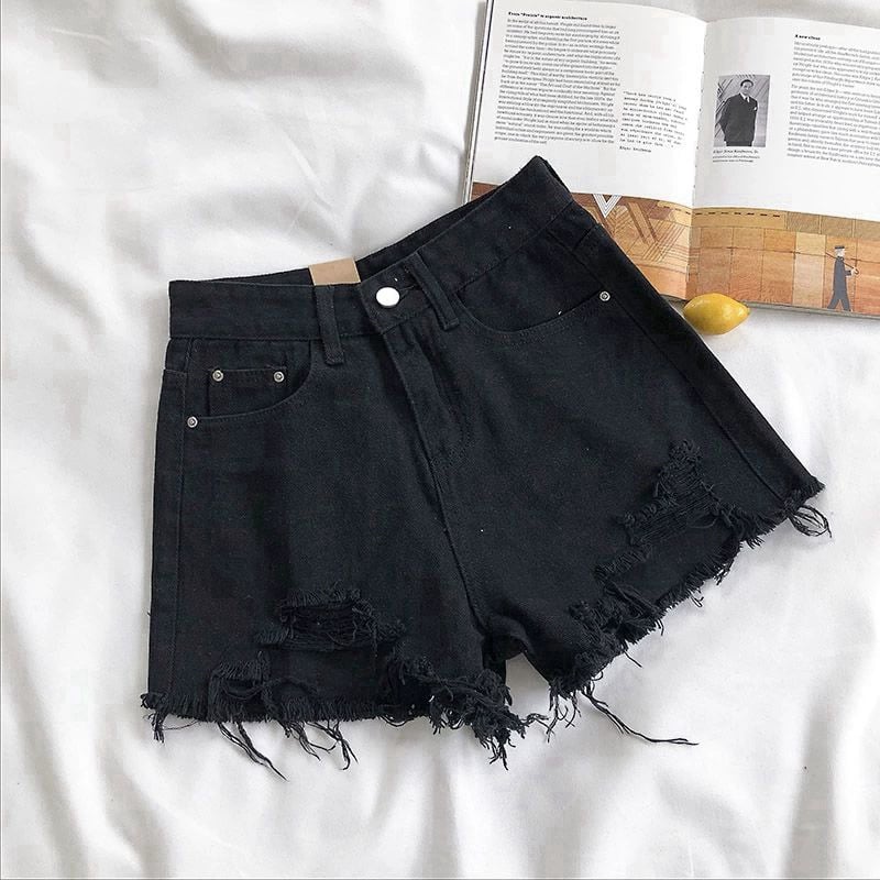 Non-Stretch High Rise Raw Hem Ripped Jean Shorts Rigid Denim G22 Drifter Stretchy Rolled Hem Denim Shorts Mid Rise Summer