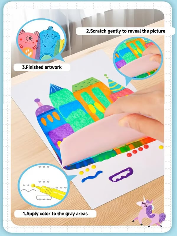 🔥Last Day 49% OFF - 🌈Rainbow Squeeze Art Kit: The Most Satisfying DIY Scrape Art Set for Kids! ✨