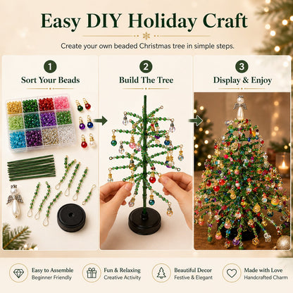 🔥🎁🎄✨ DIY Beaded Christmas Tree Kit – 🎅Create Your Own Sparkling Holiday Decoration