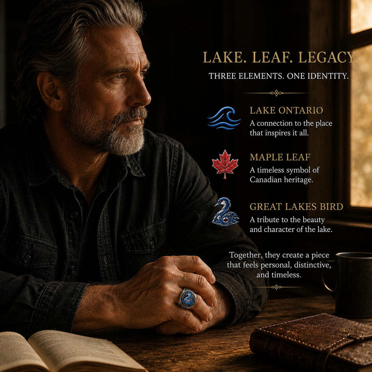 Lake Ontario Forever Ring | Canadian Heritage Great Lakes Men's Gift