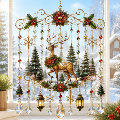 🦌🎄Handmade Christmas Stained Glass Window Hanging | ✨Bring Christmas Magic Home