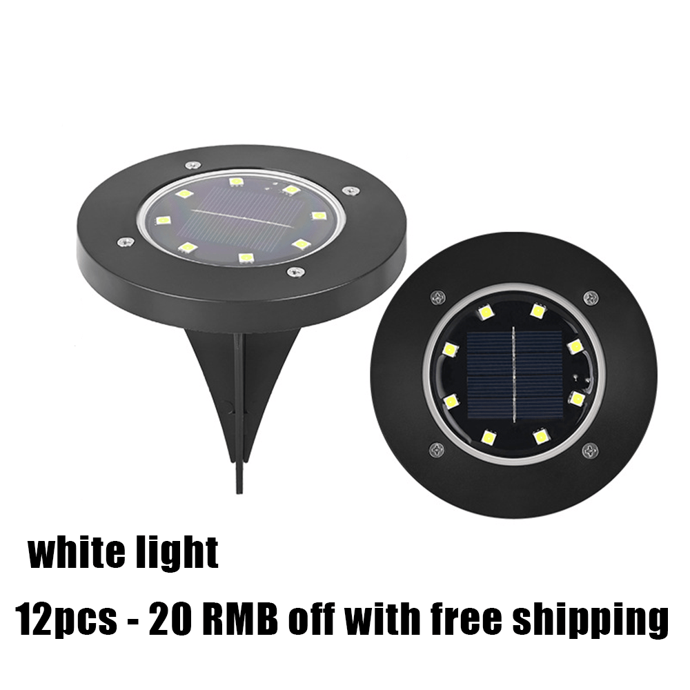 🌙 Solar Ground Lights – 8 LED Outdoor Disk Lights