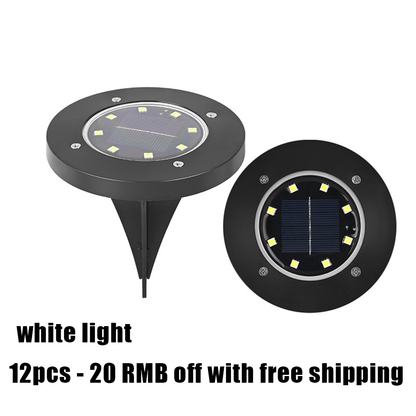 🌙 Solar Ground Lights – 8 LED Outdoor Disk Lights