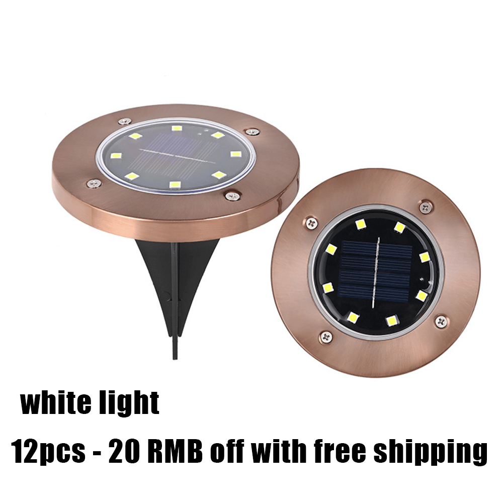 🌙 Solar Ground Lights – 8 LED Outdoor Disk Lights