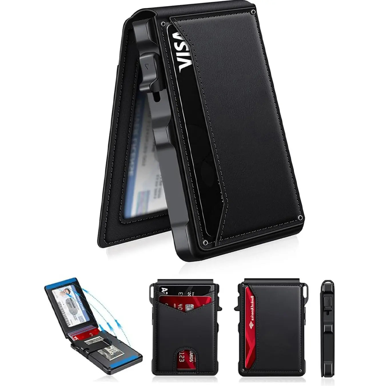 Minimalist Men’s Slim Wallet: 9 - 13 Cards, Money Clip, ID Window. RFID - Blocking, Aluminum Bifold Pop - Up SpringStatements