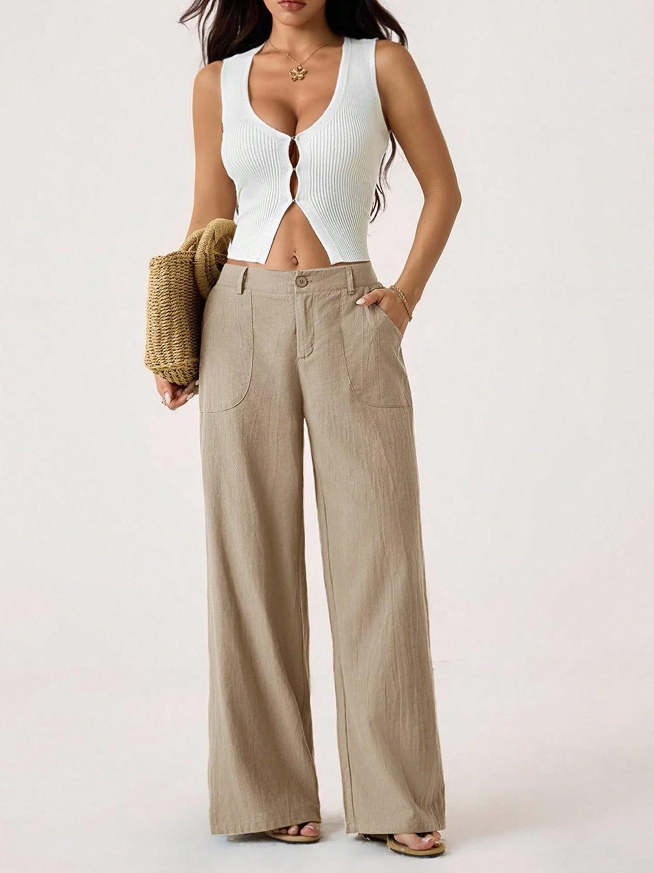Women's Summer Classical Cotton-Linen Lightweight Palazzo Pants