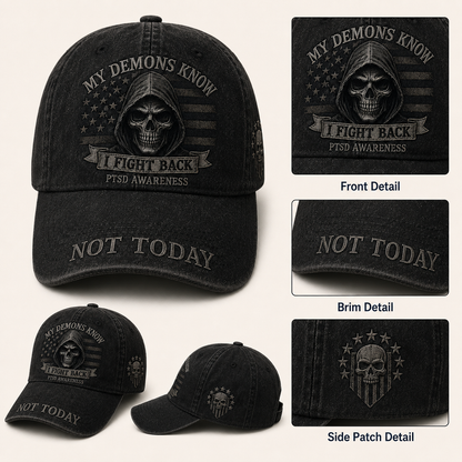 My Demons Know PTSD Awareness Cap 🎁 Free Honor Coin With Every Cap Purchase