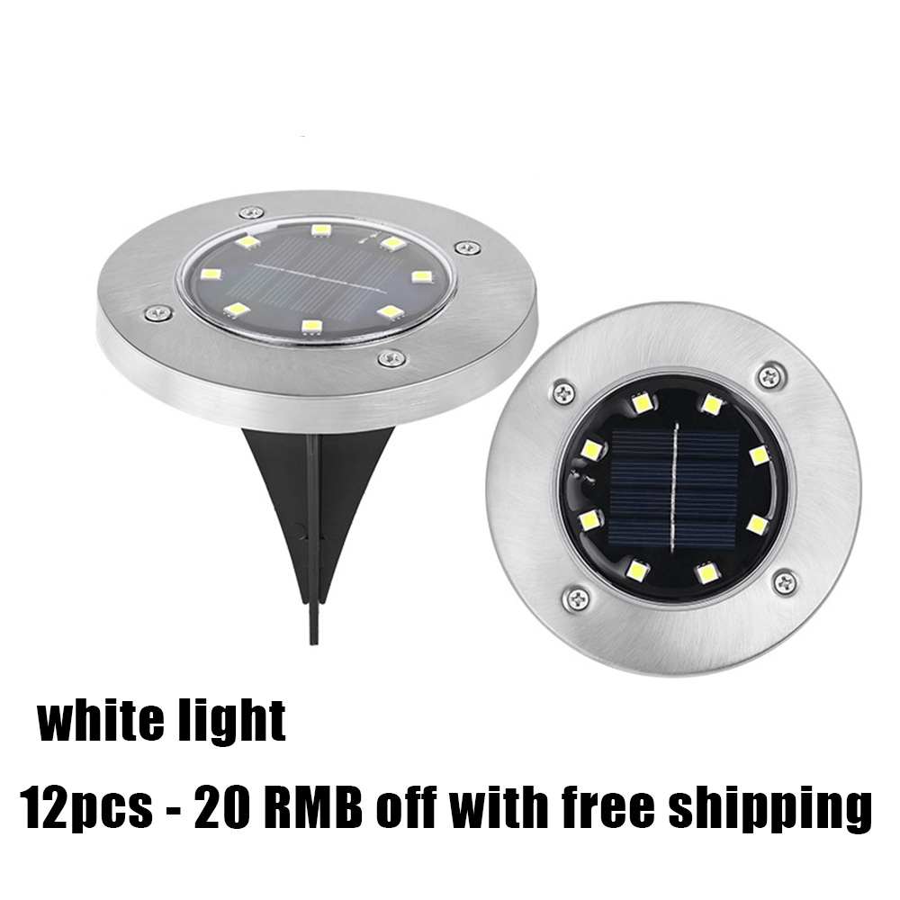 🌙 Solar Ground Lights – 8 LED Outdoor Disk Lights