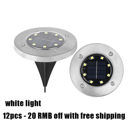 🌙 Solar Ground Lights – 8 LED Outdoor Disk Lights