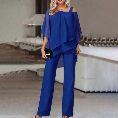 🔥 Free Shipping🔥Elegant Layered Chiffon Top & Wide-Leg Pants Set