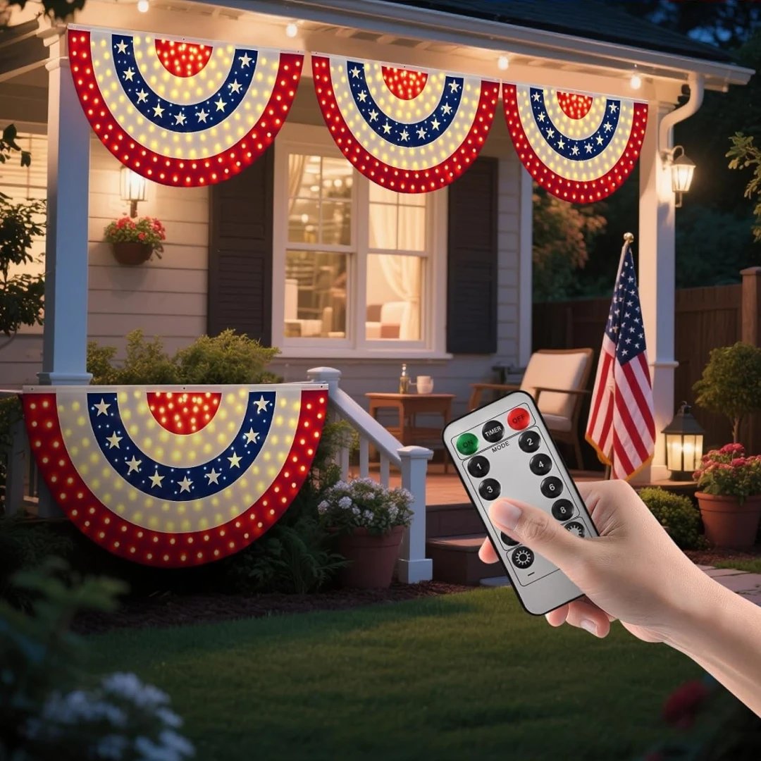 3 x 6 Ft LED Patriotic Bunting Banner for America’s 250th