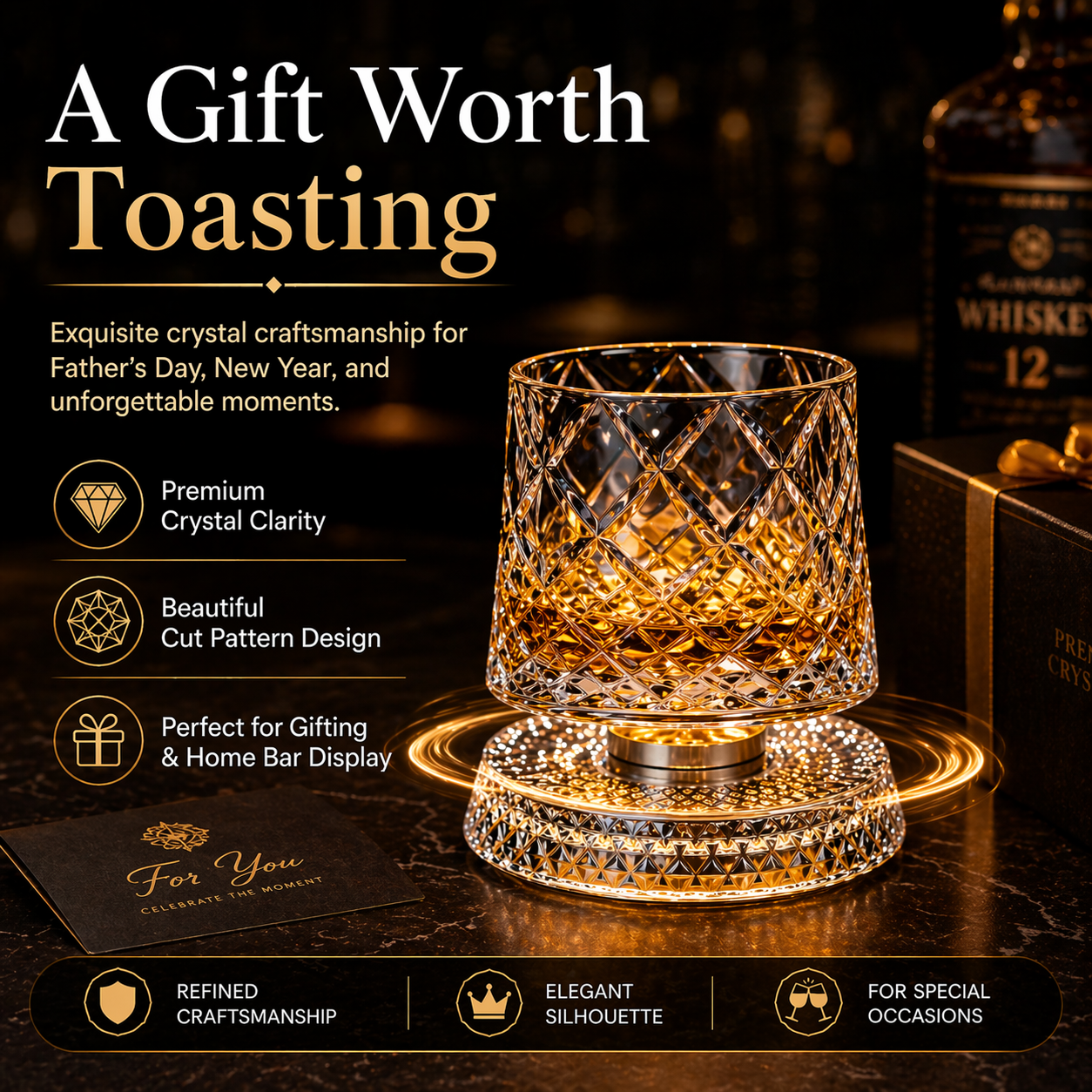 🎁Luxury 360° Spinning Crystal Glass