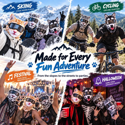 🐱✨3D Cat Ski Mask with Ears – 🤣Funny Windproof Balaclava for Skiing & Festivals