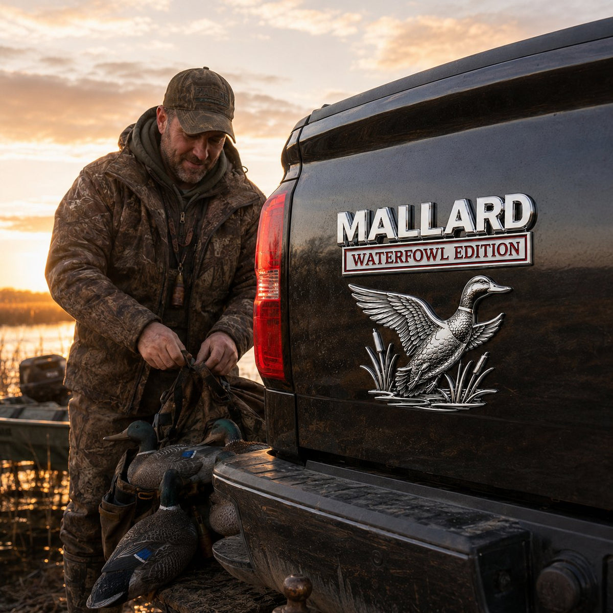 🔥LAST DAY 49% OFF - Mallard Waterfowl Edition Truck Emblem – Chrome Duck Hunter Badge