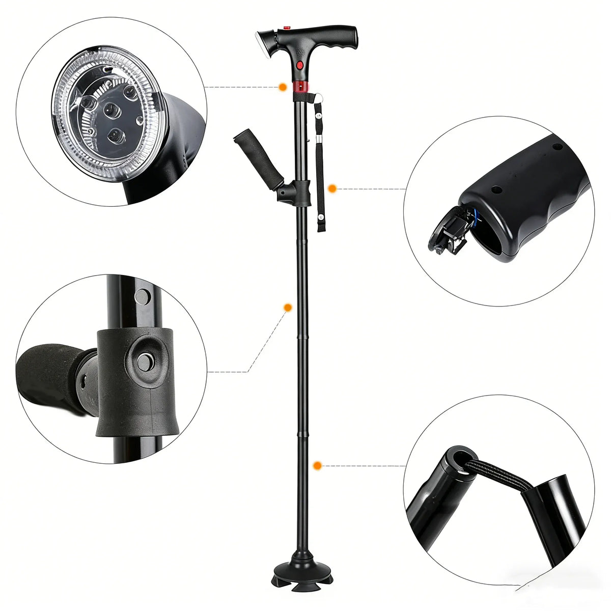 Adjustable smart folding cane with LED light 🦯💡