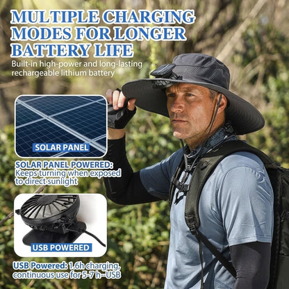 🔥Early Father's Day Sale 60% OFF🧢Wide Brim Solar Fan Outdoor Fishing Hat & USB Charging