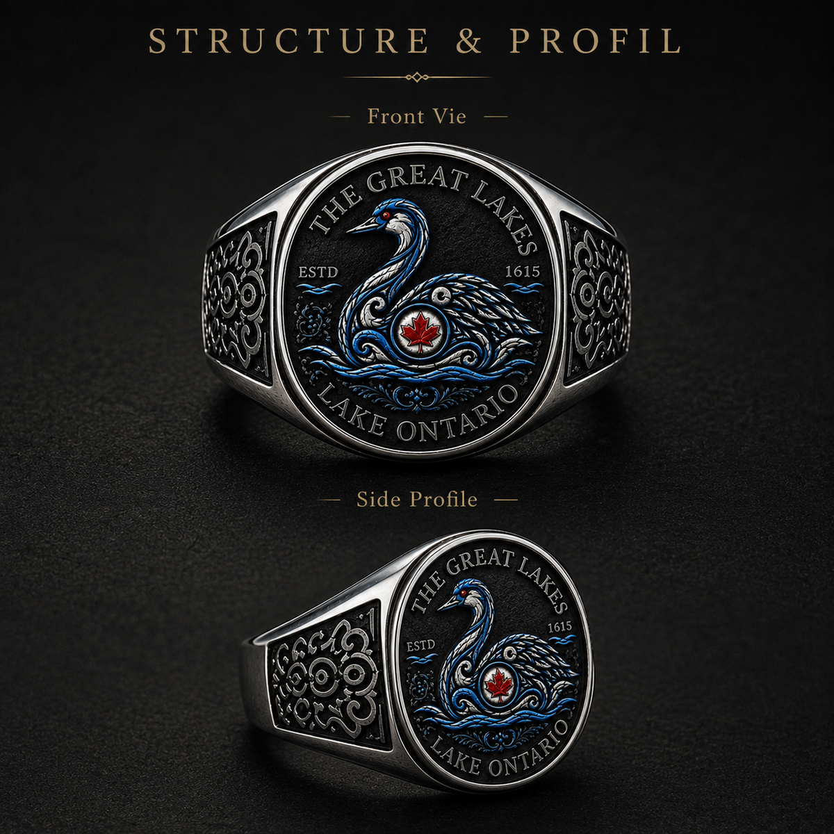 Front and side profile of Lake Ontario ring