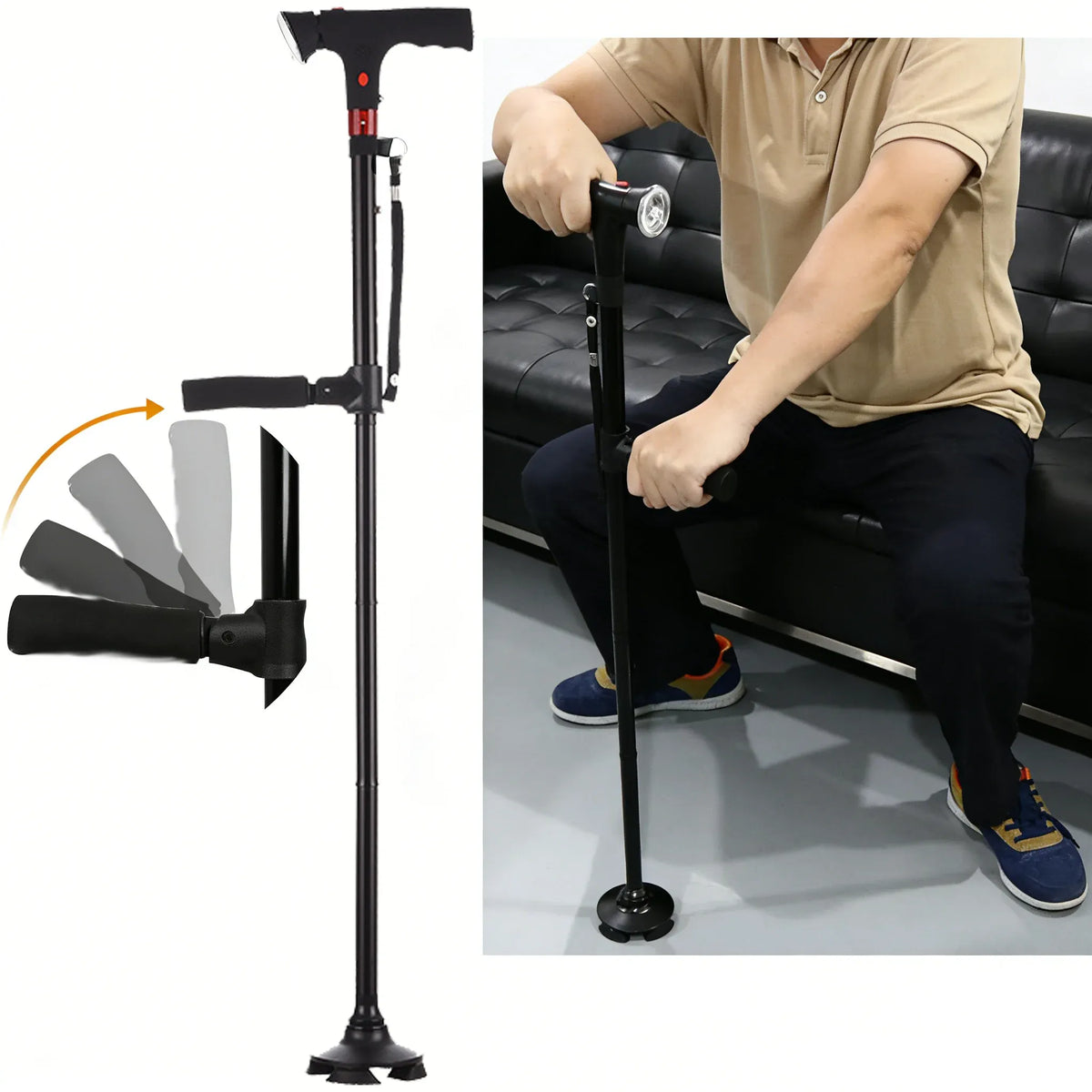 Adjustable smart folding cane with LED light 🦯💡