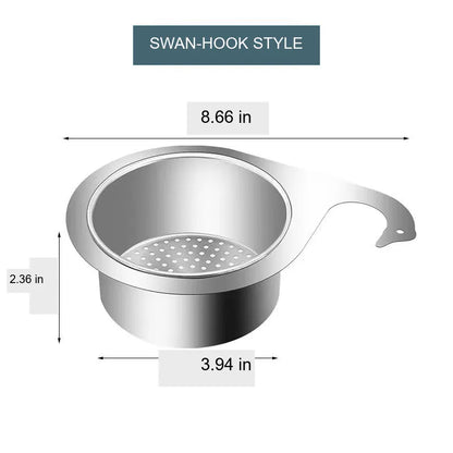 Hands-Free Swan-Hook Sink Strainer