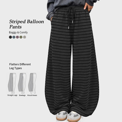 Womens Wide Leg Striped Barrel Pants Casual Loose Vintage Trousers with Pockets Oversized 2026