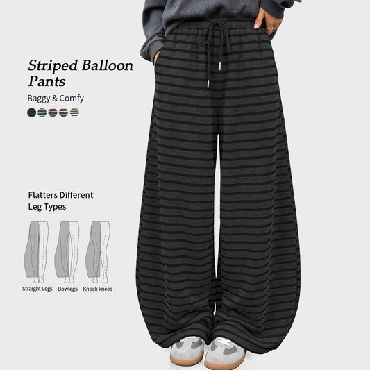 Womens Wide Leg Striped Barrel Pants Casual Loose Vintage Trousers with Pockets Oversized 2026