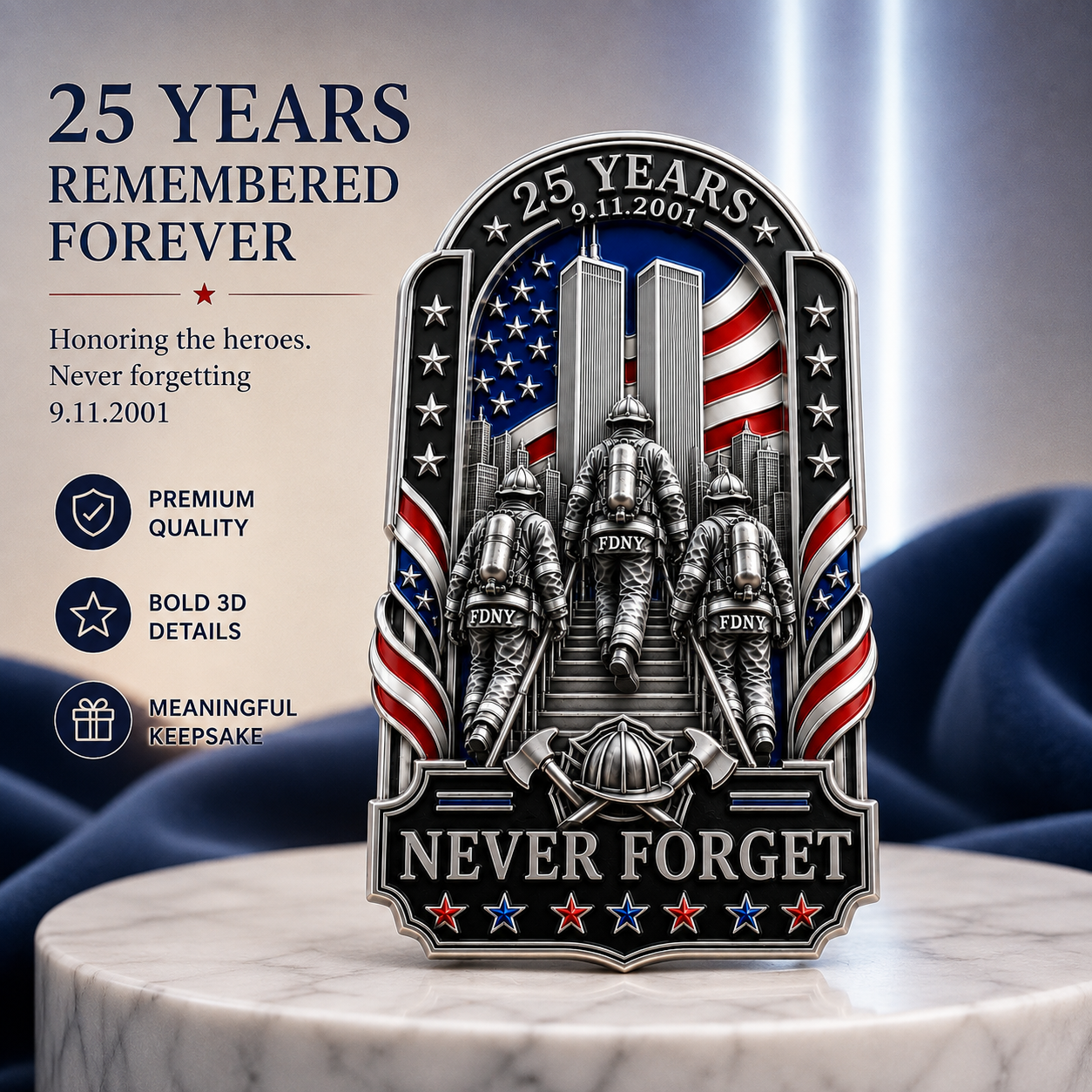 9/11 Never Forget Commemorative Brooch