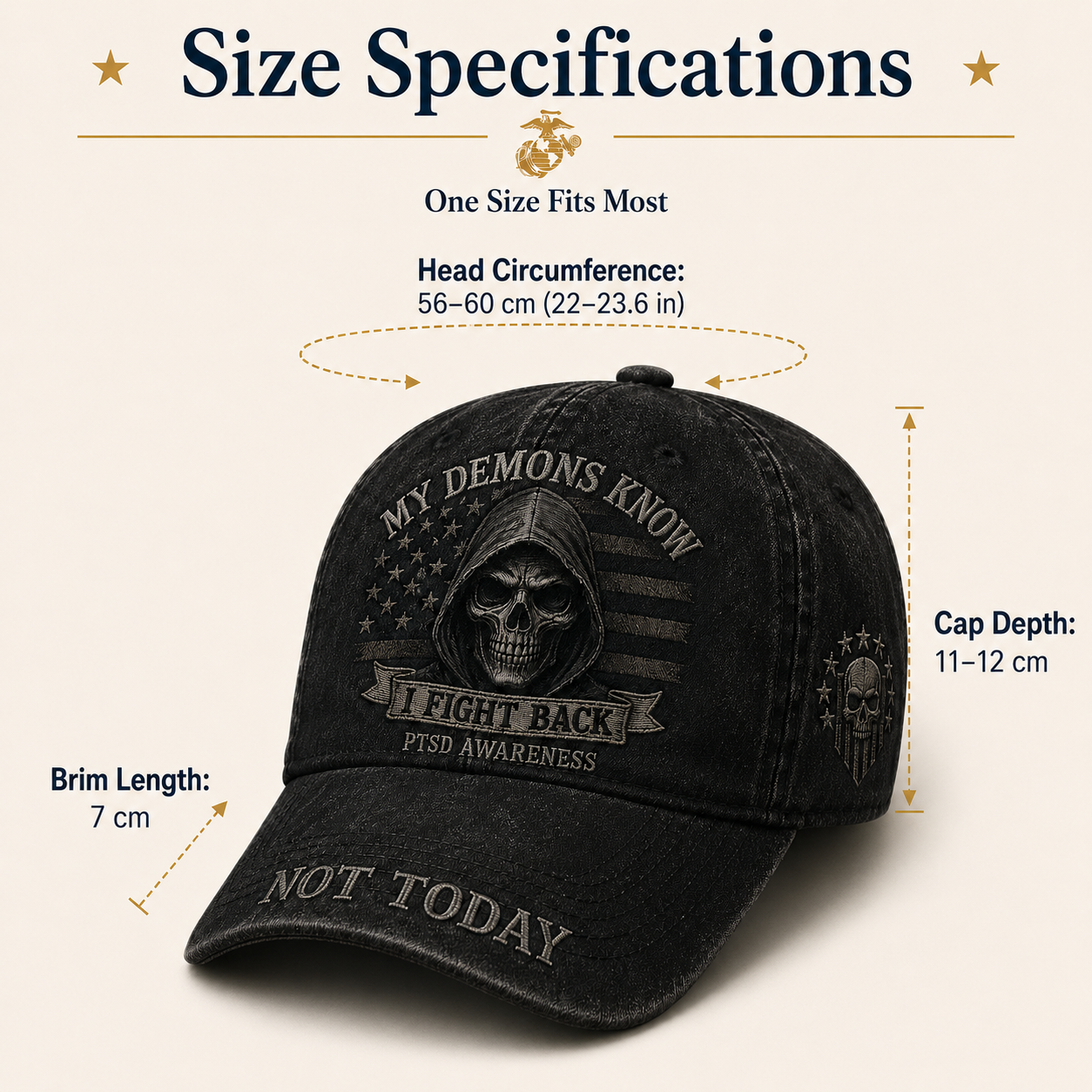 My Demons Know PTSD Awareness Cap 🎁 Free Honor Coin With Every Cap Purchase