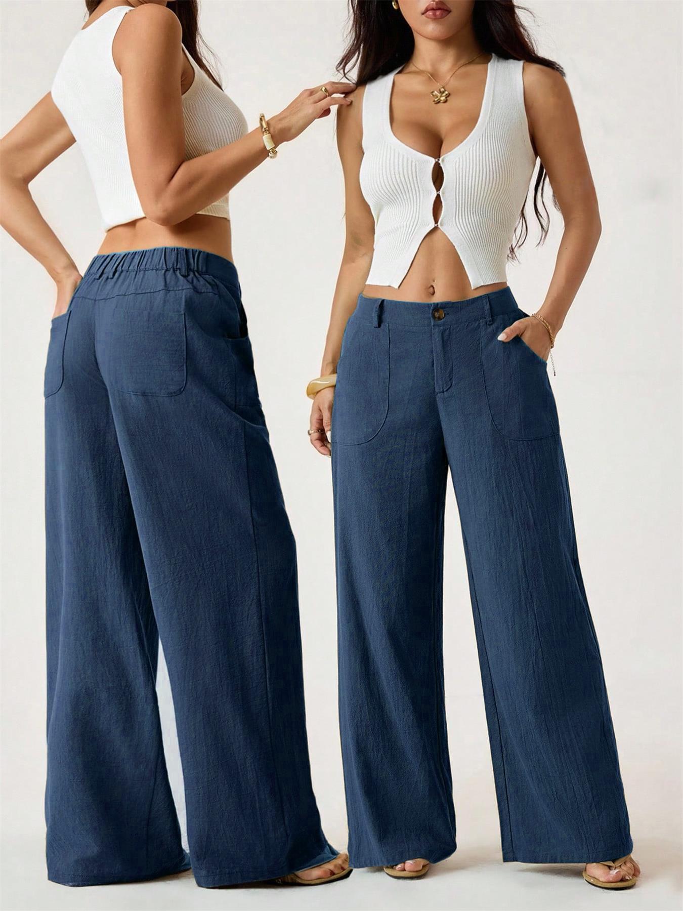 Women's Summer Classical Cotton-Linen Lightweight Palazzo Pants