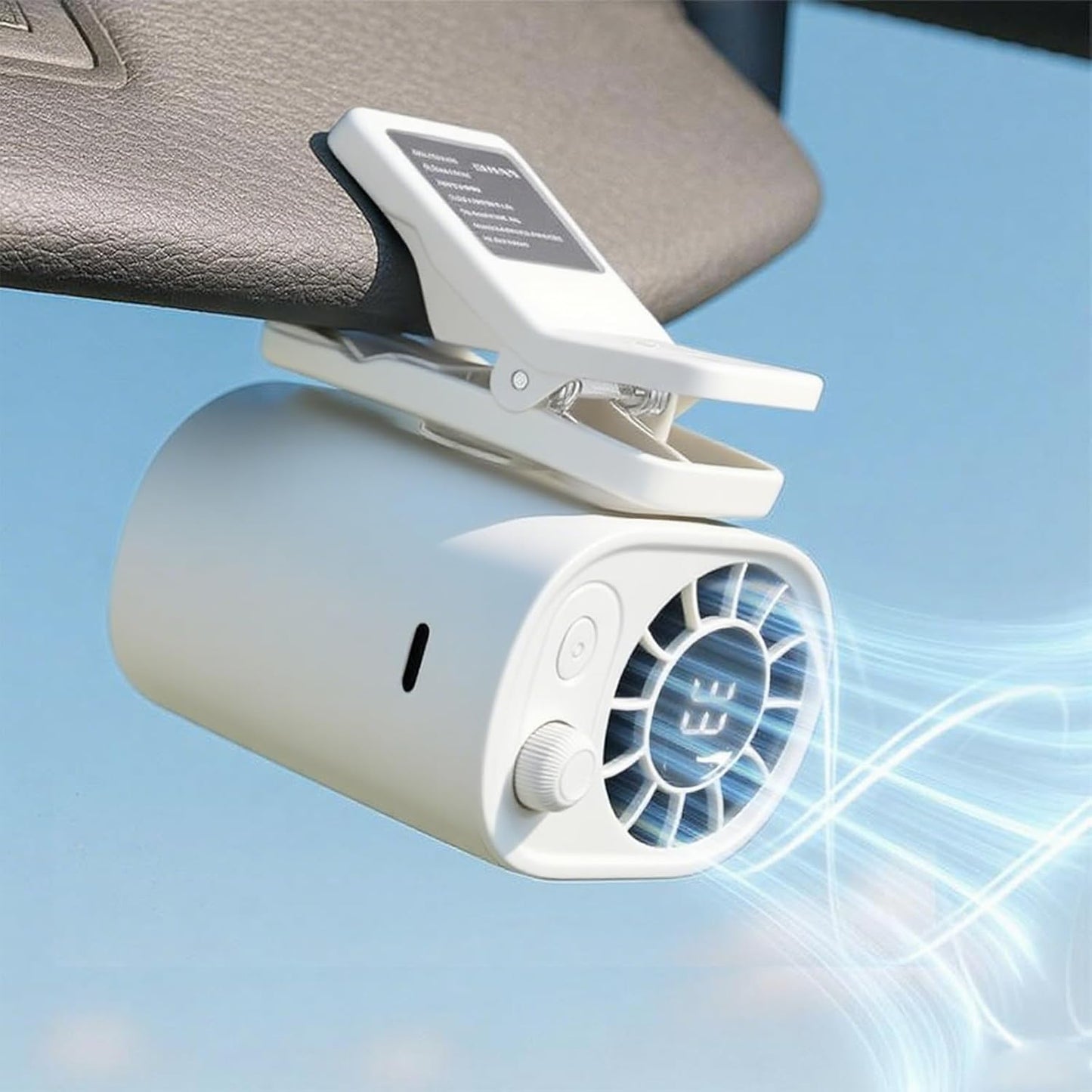 Car LCD Clip Fan 360° Rotatable 100 Speed Wind 12V USB Rechargeable 1800mAh Electric Fan Low Noise Mini Fan Clamp Anywhere Black