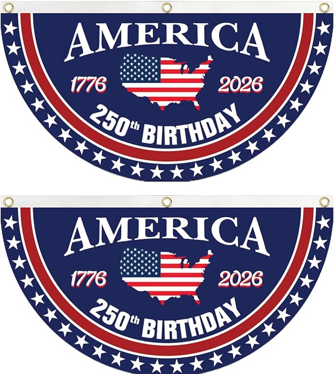 USA 250th Birthday Bunting: Hand-Sewn Stripes & Heavy-Duty Nylon 🧵🇺🇸