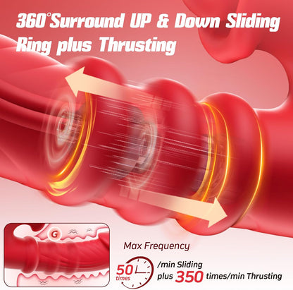 Thrusting Vibrator Sex Toys, Dildos Adult Toys G Spot Vibrator with Sliding Ring 7 Thrust Dildo 10 Tongue Licking Vibrating Sex Toy for Women