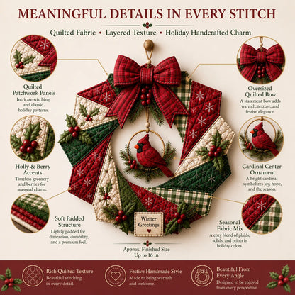 🔥LAST DAY 50% OFF - 🎄 Christmas Fabric Wreath DIY Kit – A Cardinal Blessing You’ll Make with Love & Treasure Year After Year ❤️🐦