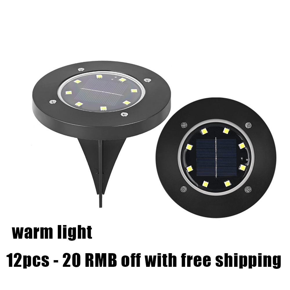 🌙 Solar Ground Lights – 8 LED Outdoor Disk Lights