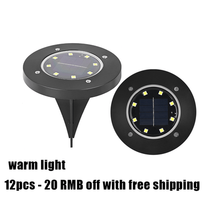 🌙 Solar Ground Lights – 8 LED Outdoor Disk Lights
