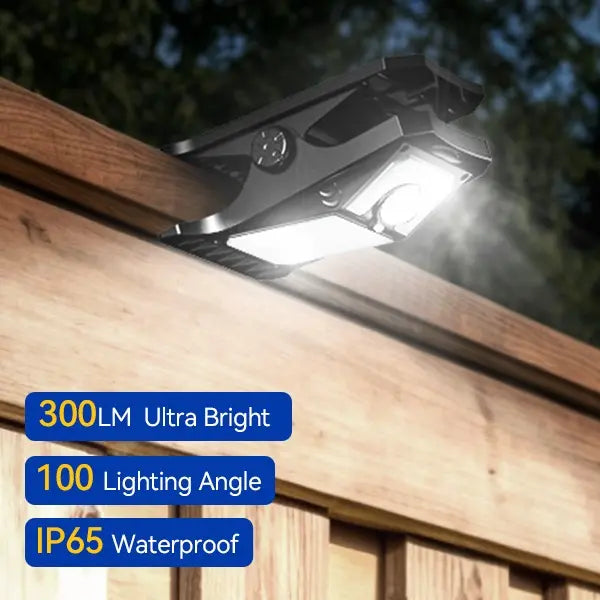 Solar Clip Lights with Motion Sensor,IP65 Waterproof Wireless Security Lighting for Yard