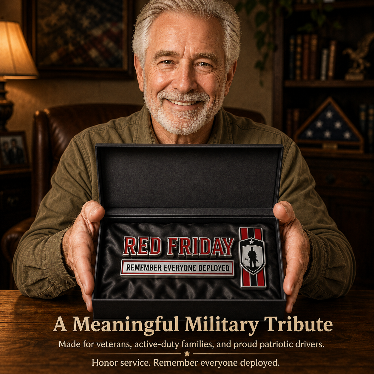 RED Friday 3-Piece 3D Metal Car Emblem Set – Remember Everyone Deployed Military Tribute Badges