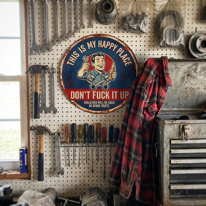 🔩🔧"This Is My Happy Place" Metal Tin Sign