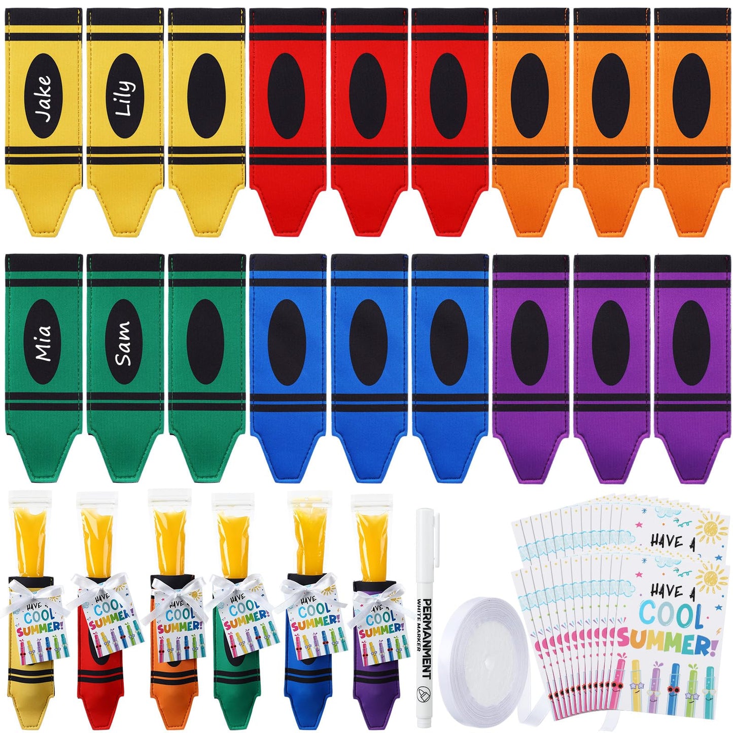 🎁Last Day 49% OFF - End of School Year Gifts: Reusable Ice Pop Sleeves 🎓🍦| 12/24/36/48 Pack